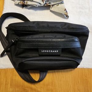 Longchamp Neo Neoprene Leather Trim  Le Pliage Black Sling Crossbody Belt Bag